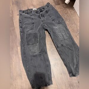 We The Free Free People Moxie Barrel Jeans in Color Nighthawk